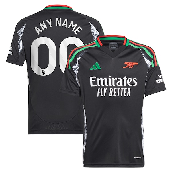 Arsenal adidas Youth 2024/25 Away Replica Custom Jersey - Black