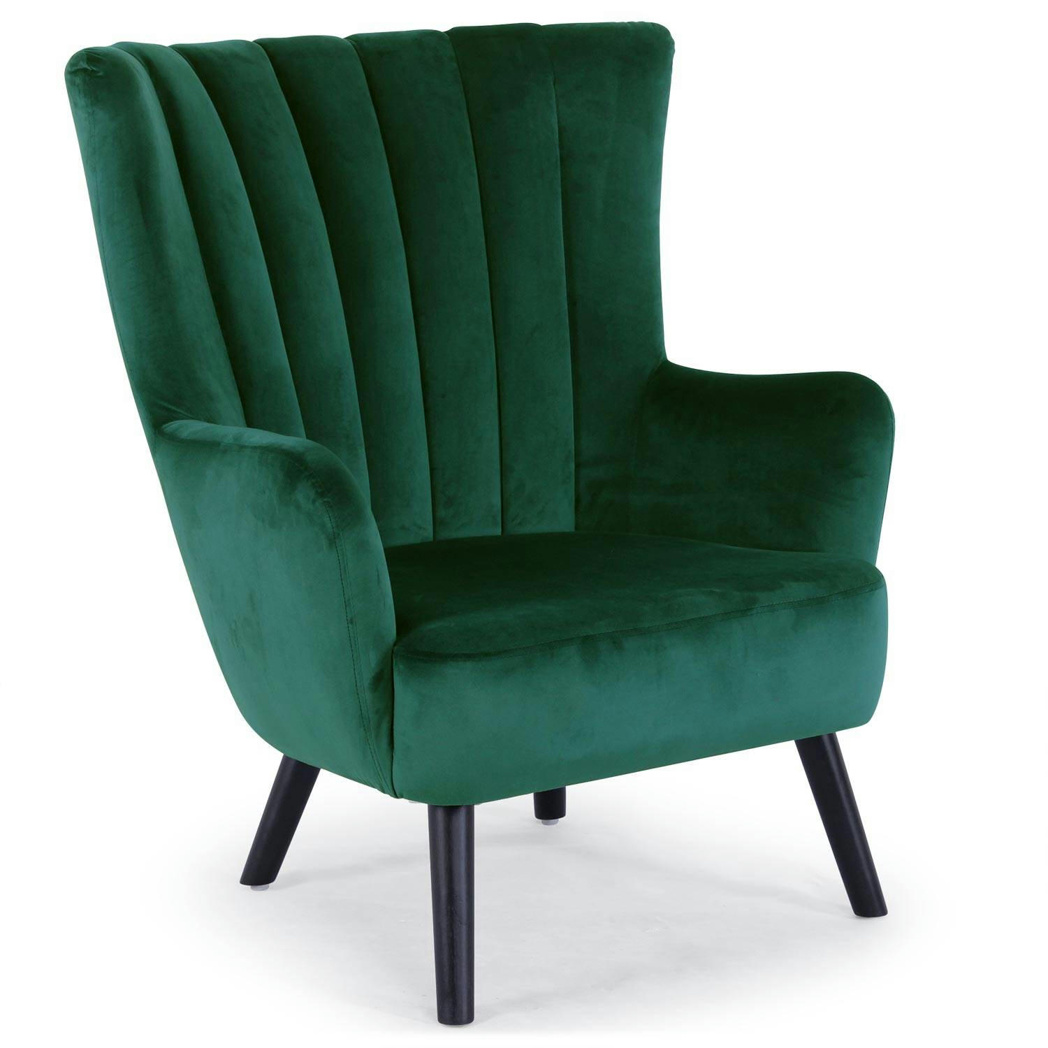 VIDAL - Fauteuil scandinave en velours vert