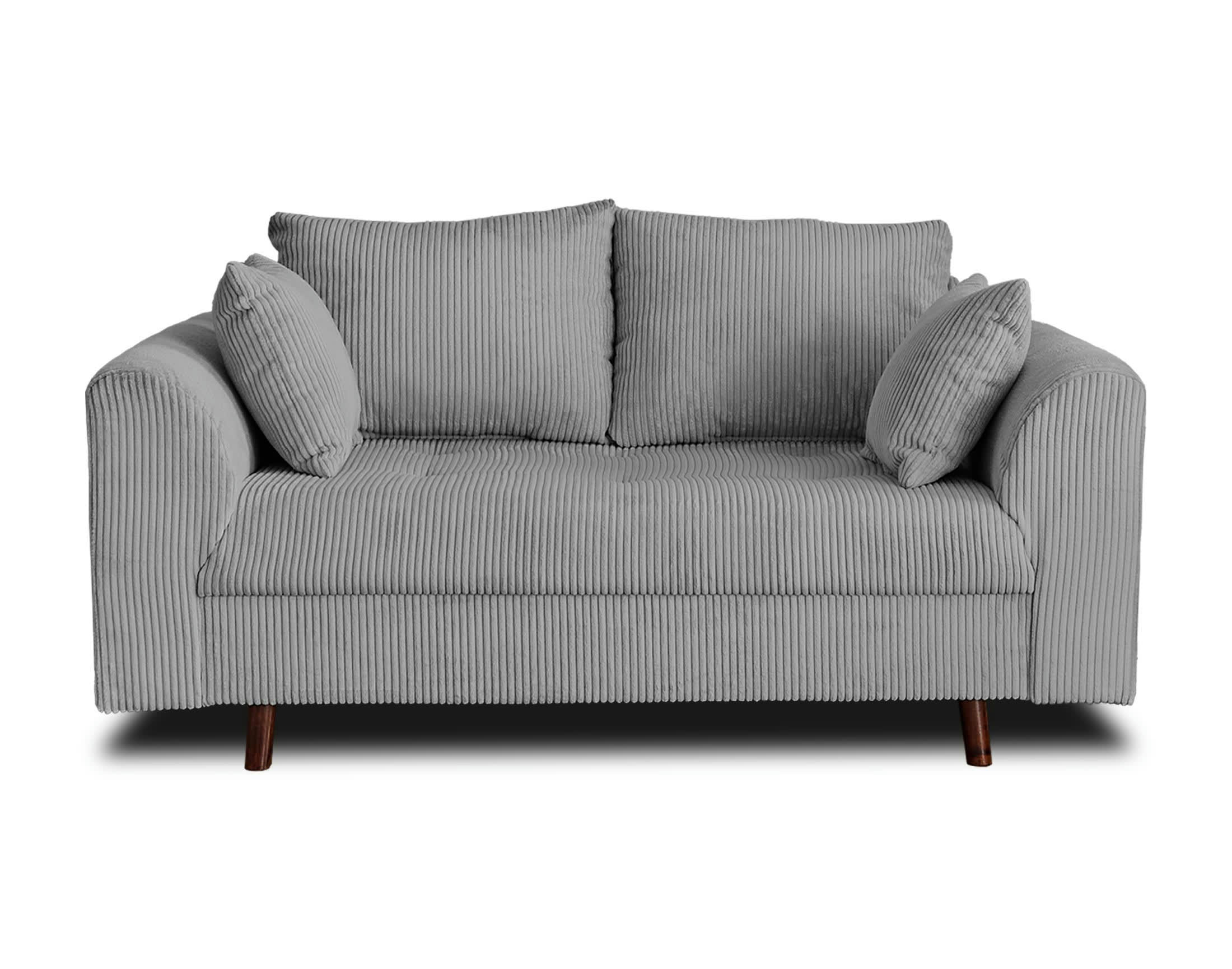 RUNE - Canapé droit 2 places en velours côtelé gris clair