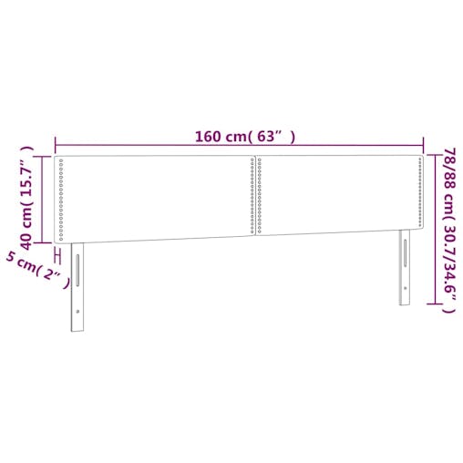 NNEVL LED Headboard Dark Grey 160x5x78/88 cm Fabric