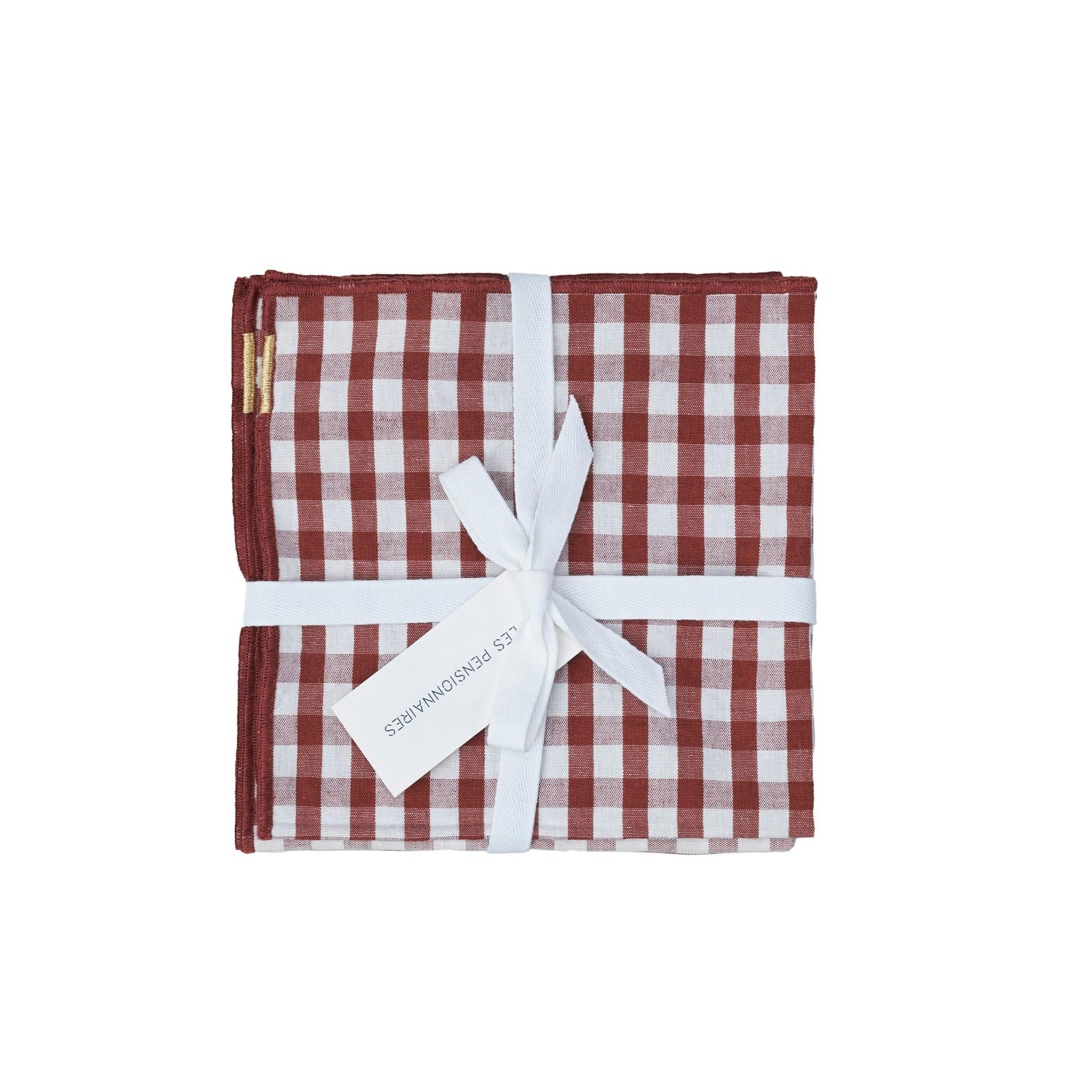 - Serviettes de table (lot de 2) lin / coton vichy rouille