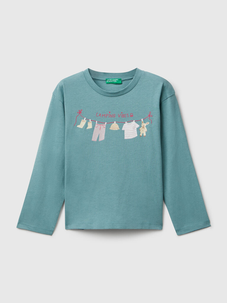 Cotton t-shirt with glittery print