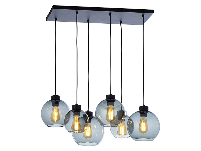 Lampa wisząca Cubus Graphite 6-punktowa szklana czarna