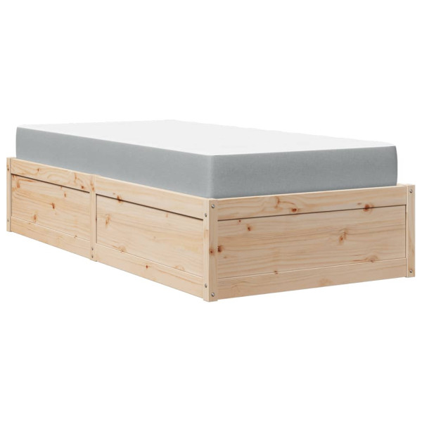 Łóżko z materacem 90x190 cm lite drewno sosnowe
