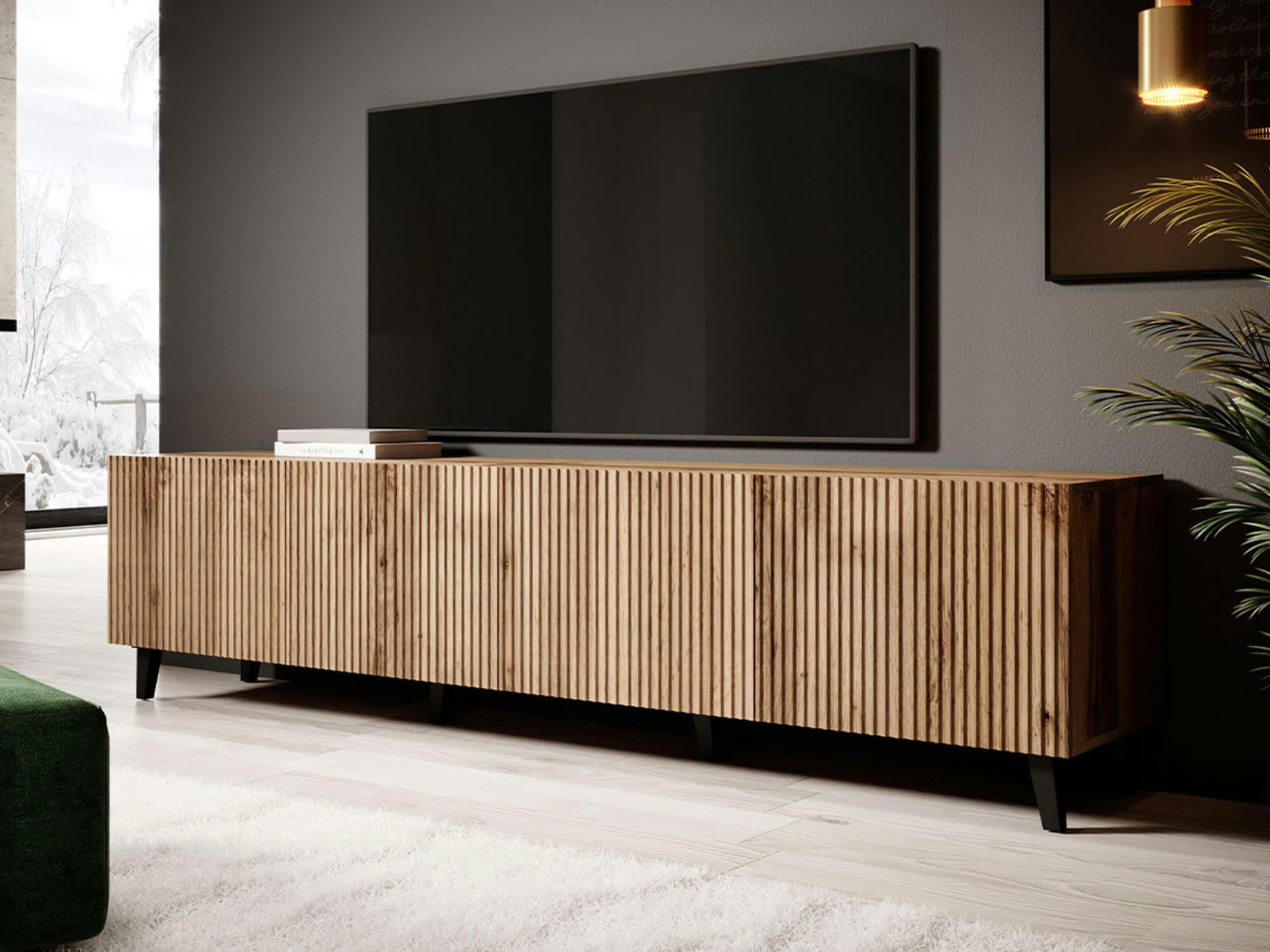 COME - Meuble TV style contemporain 200 cm bois