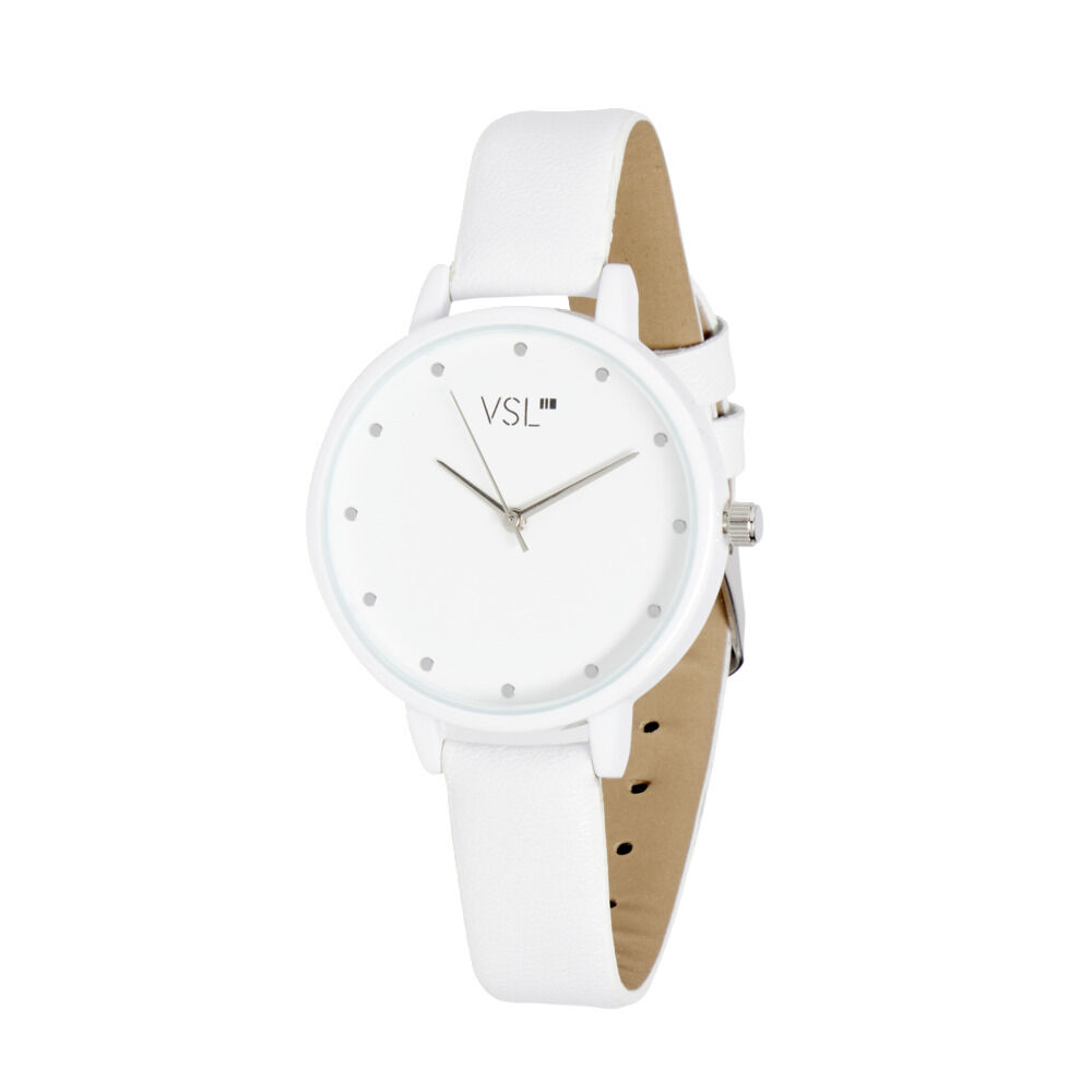 Montre à cadran rond bracelet blanc