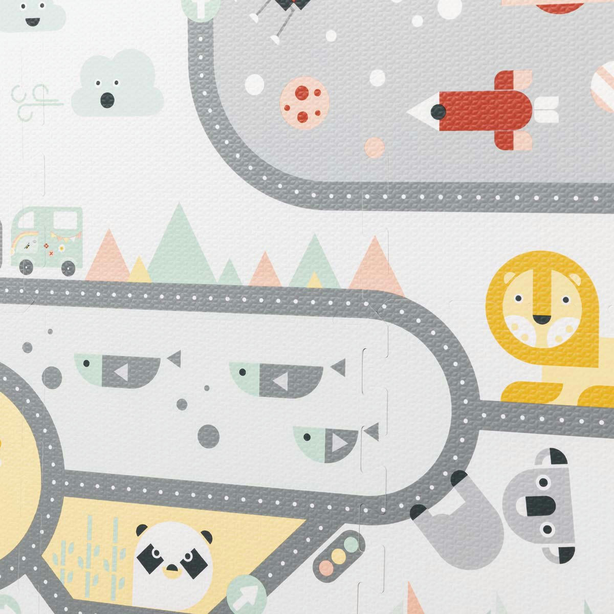 - Tapis de jeu pour enfants en vinyle gris