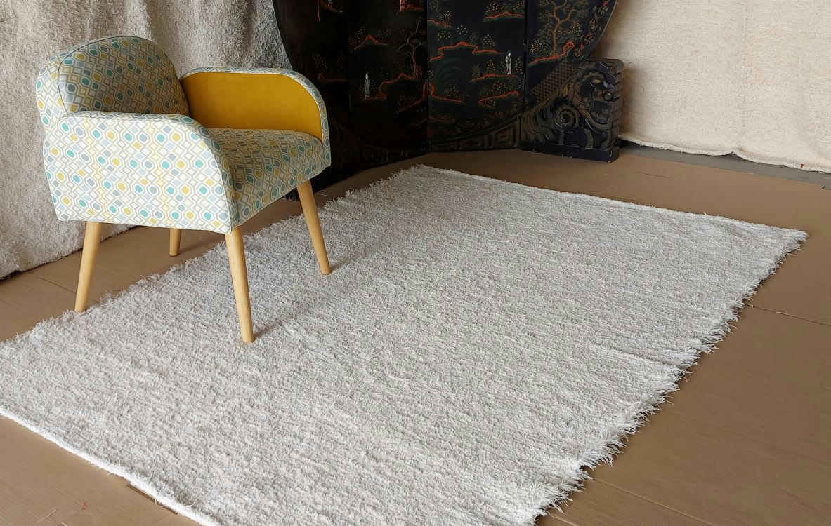 SENCILLO - Tapis en coton écru 140x200cm