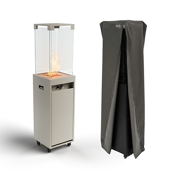 MF - Chauffage a gaz exterieur Faro jusqua 8 kW portable avec verre trempe gris clair