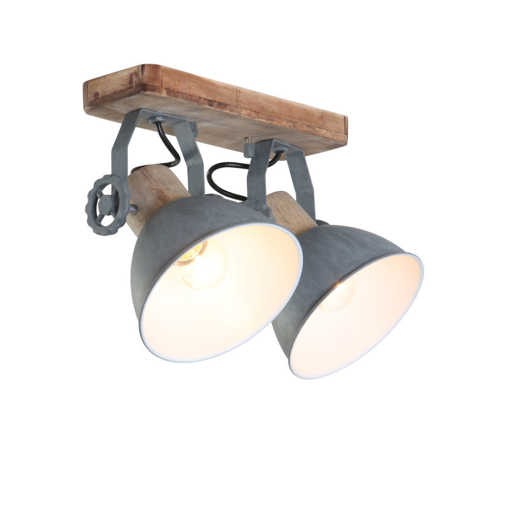 Mexlite spot gearwood - 2 lichts - 32x 17 cm - grijs