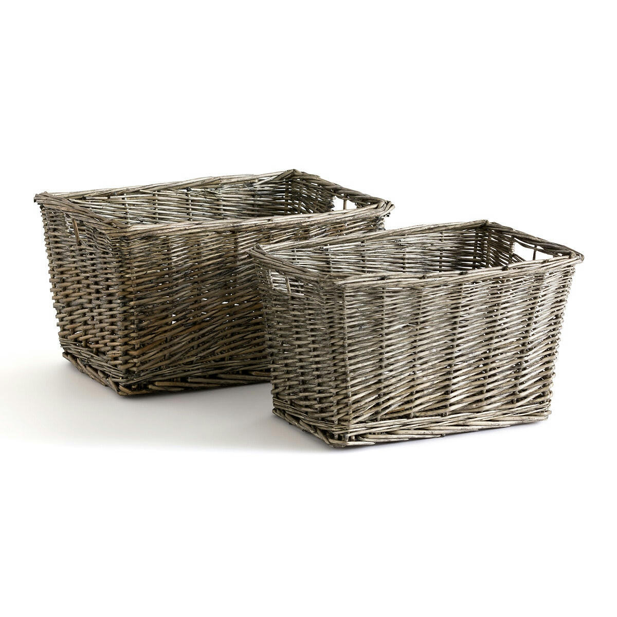 Lot de 2 paniers gigognes, rotin tressé, Semra