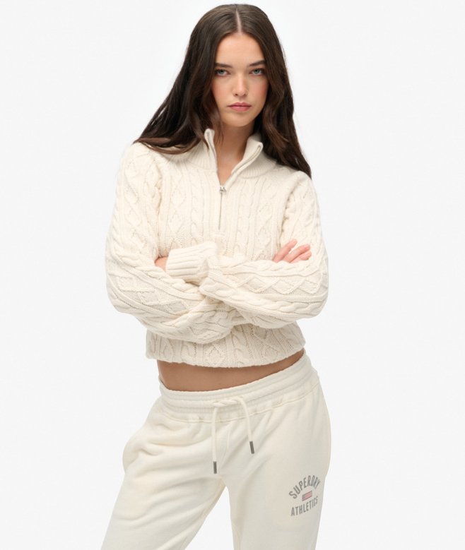 Slim Cable Half Zip Knit Jumper