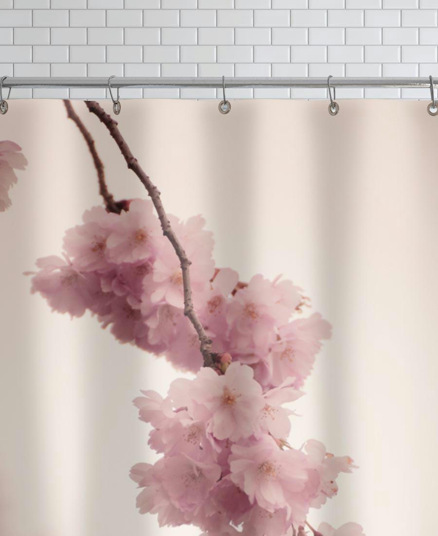 FOREVER SPRING - Rideau de douche en polyester en rose 150x200