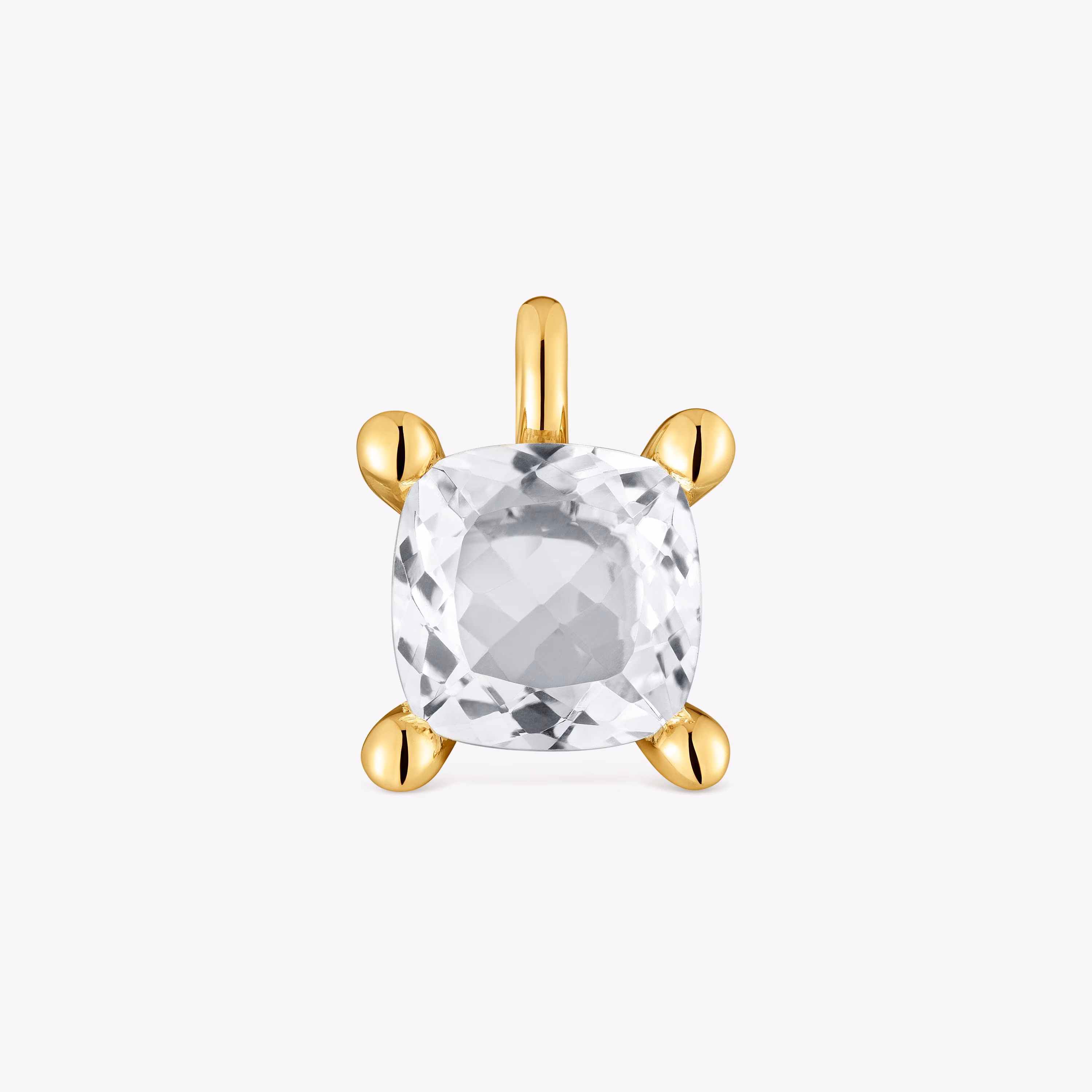Colgante pequeño con baño de oro 18 kt sobre plata y cuarzo cristal de roca Color White