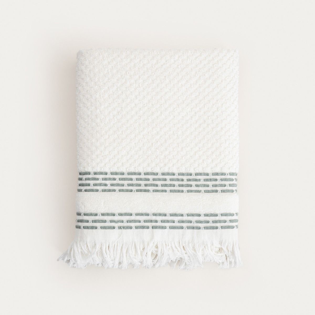 Ręcznik ROSOP boho z pistacjowymi paskami 70x130 cm