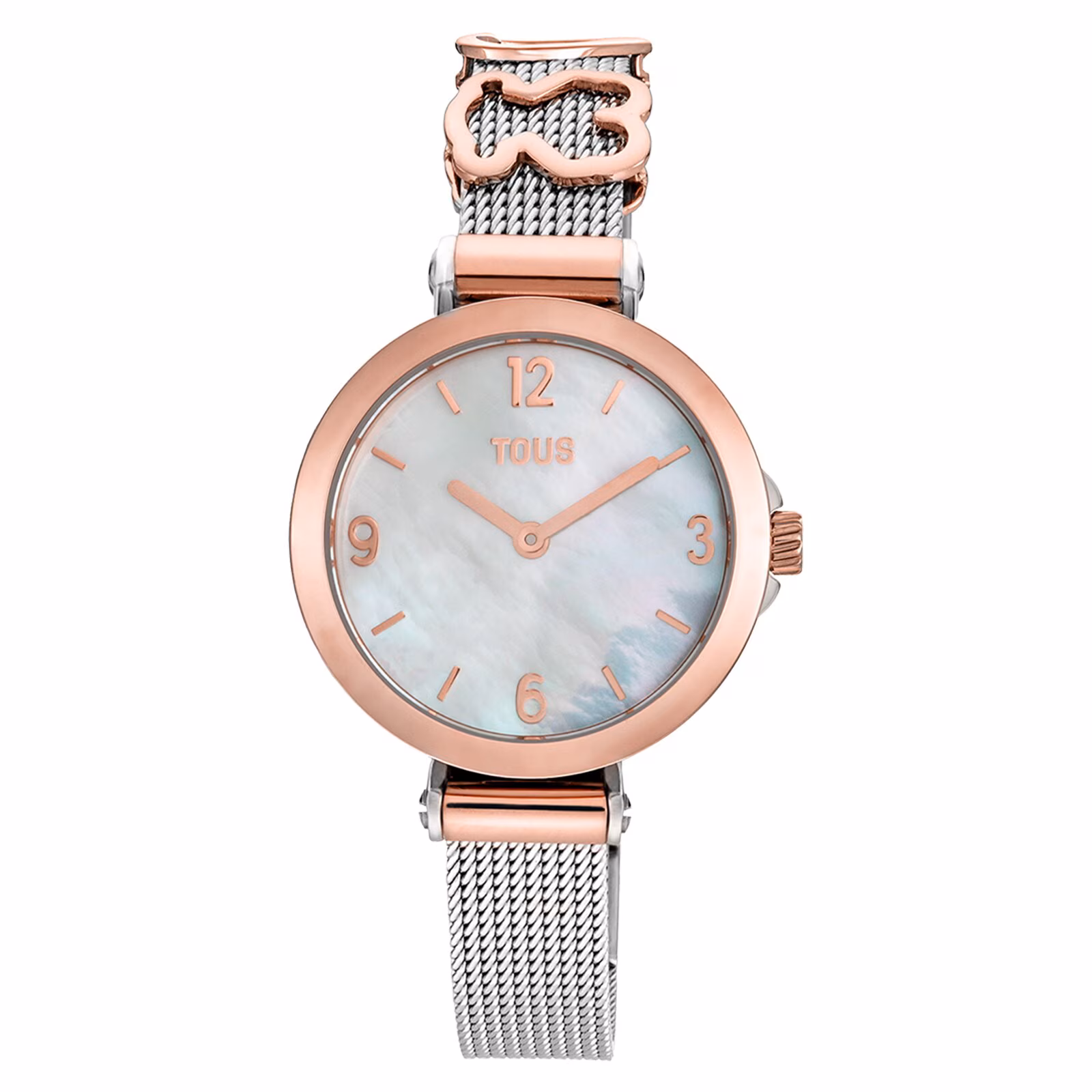 Reloj analógico con brazalete de acero, acero rosado y esfera de nácar Icon Charms