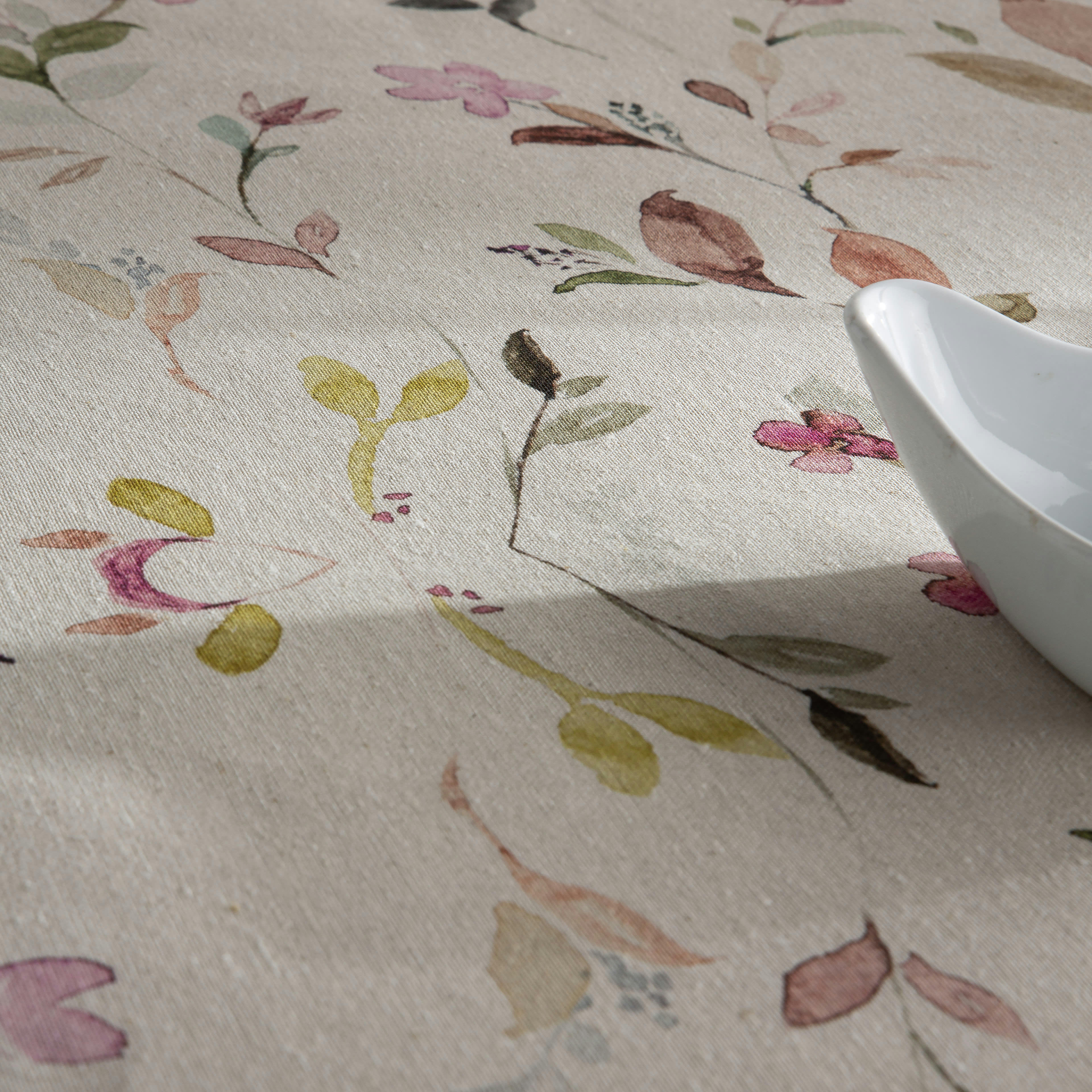 VIO MULTICOLOR - Nappe en lin antitâche imprimée floral multicolore 140x200 cm