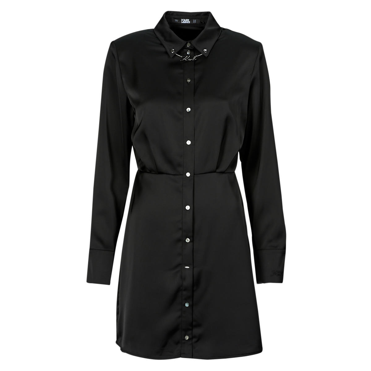 Karl Lagerfeld - karl charm satin shirt dress - Black / White