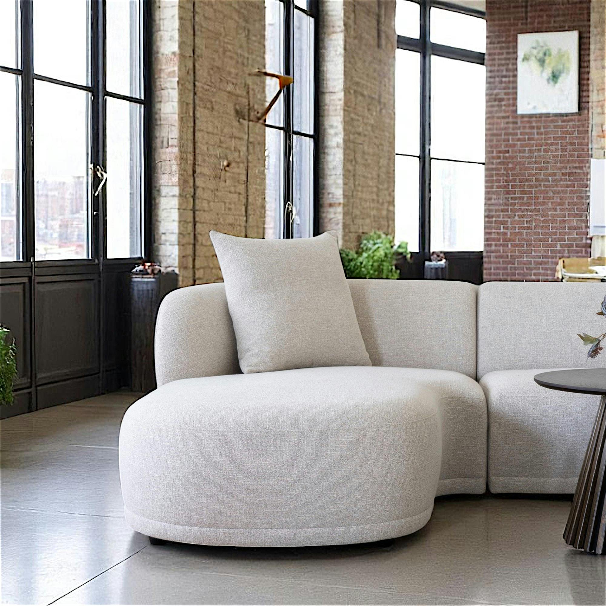 Canapé 4 places arrondi - sable, méridienne gauche BERLIN