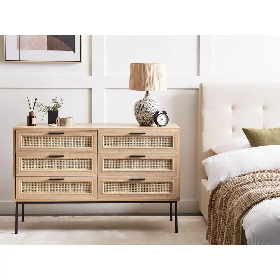 PASCO - Dressoir 6-lades - Lichte houtkleur - Rotan