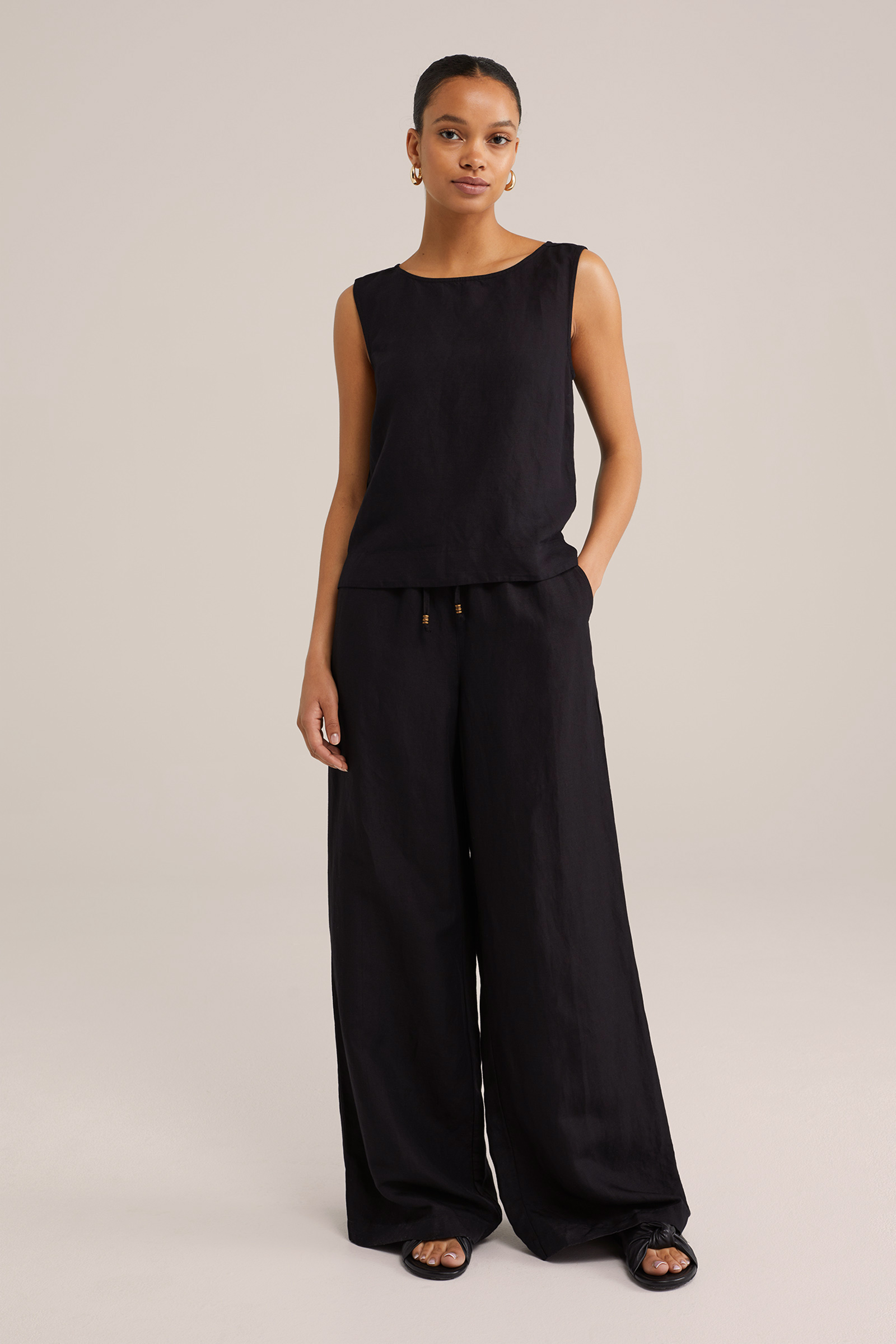 Dames wide leg broek van linnenmix