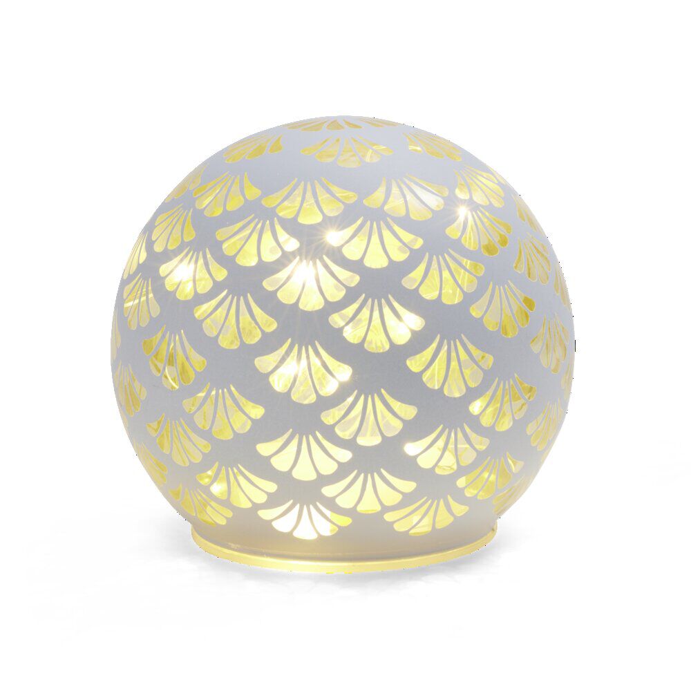 Boule déco LED verre et métal blanche Ø12cm