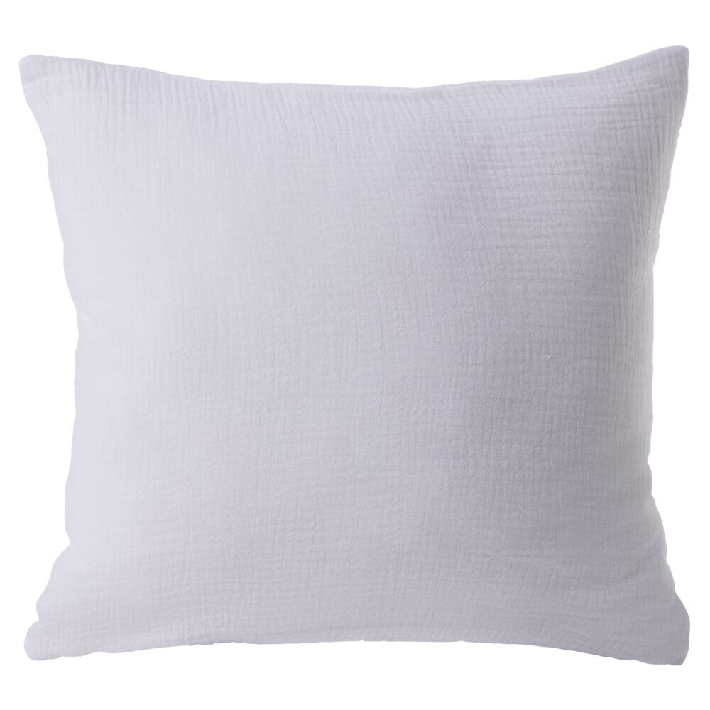 Housse de coussin 40x40cm gaze de coton blanc