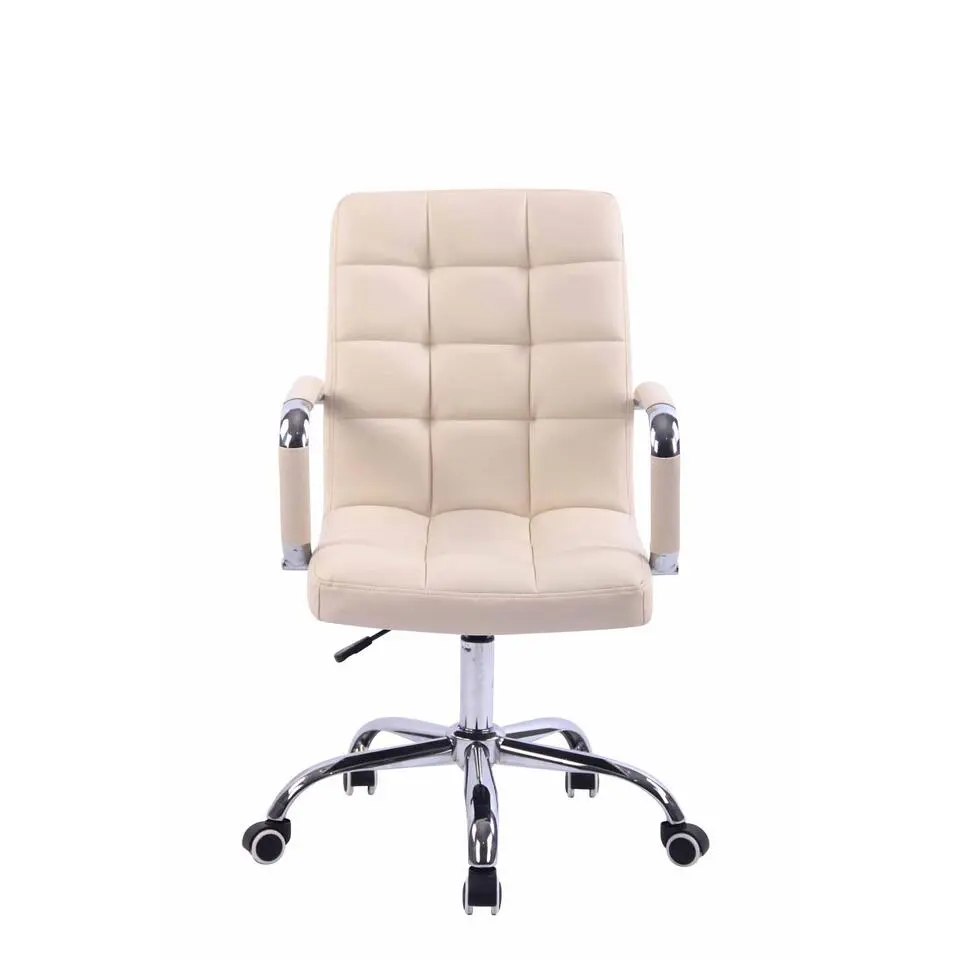 CLP Bureaustoel Deli chroom Frame - Kunstleer - creme