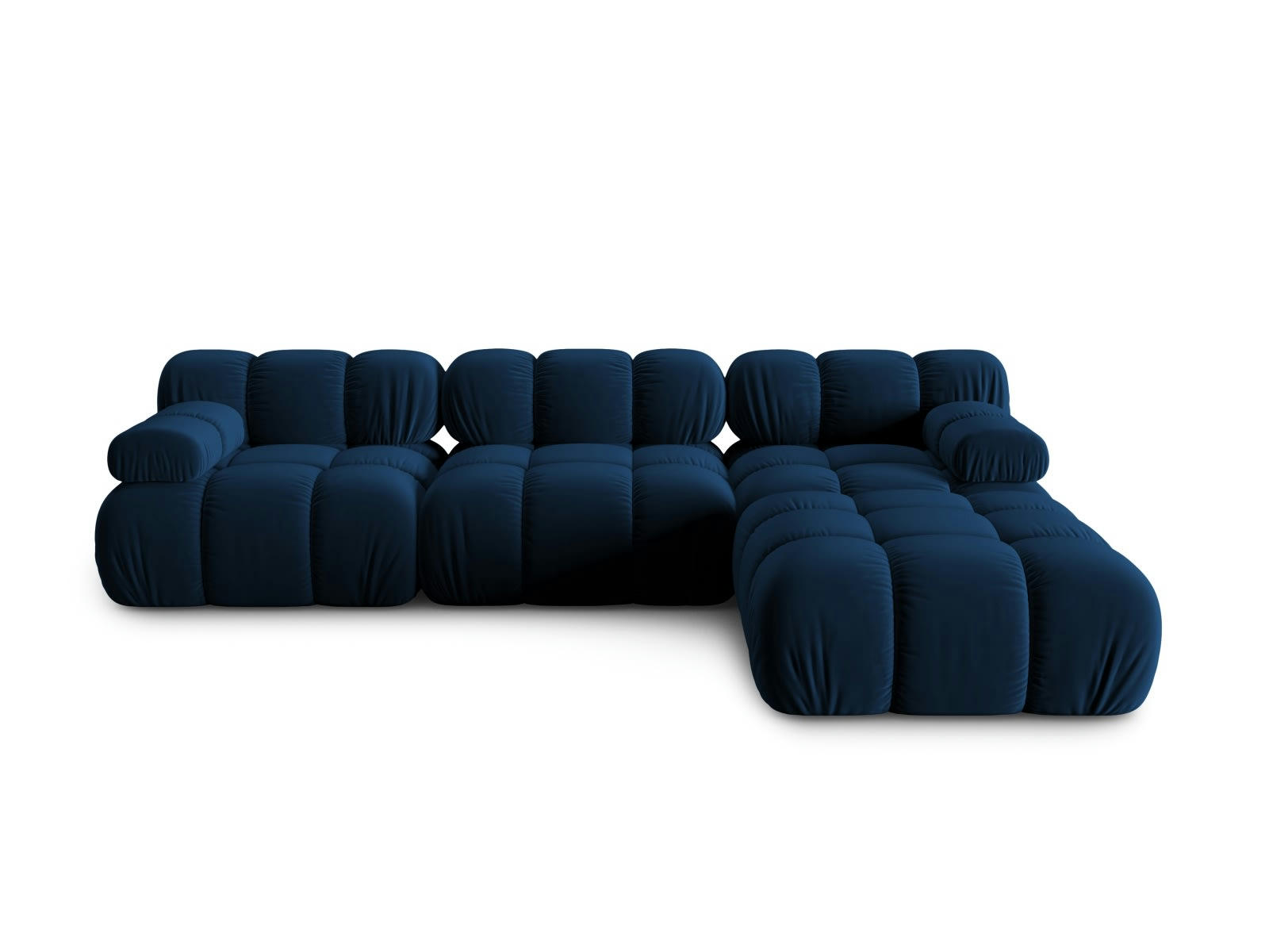 BELLIS - Canapé modulable 4 places en tissu velours bleu roi