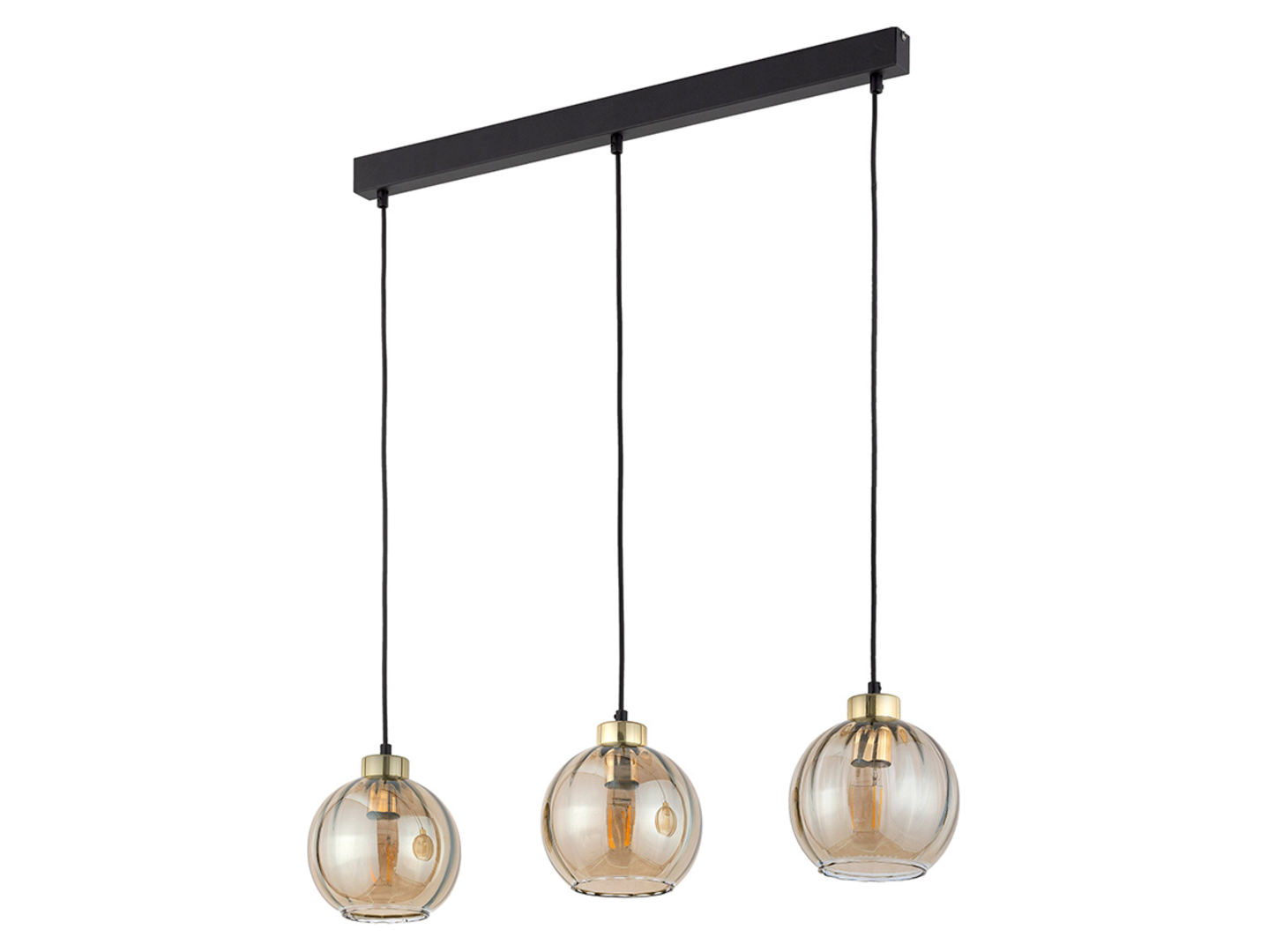 Lampa wisząca Devi 3-punktowa metalowa czarno-złota