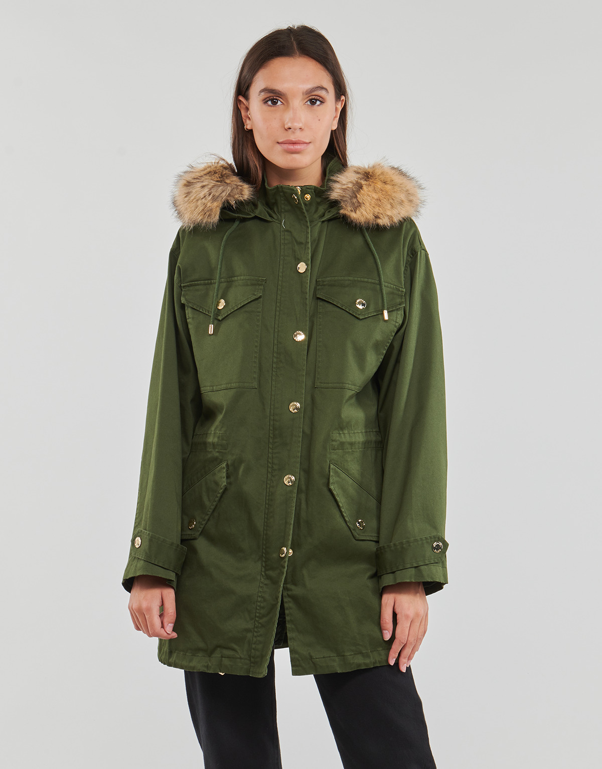 MICHAEL Michael Kors - RMVBL FX FUR CLR ANORAK - Kaki