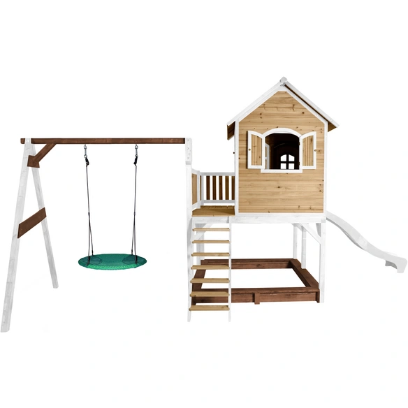 Kinderspielhaus »Liam«, BxHxT: 613 x 291 x 277 cm, Holz, braun/weiß