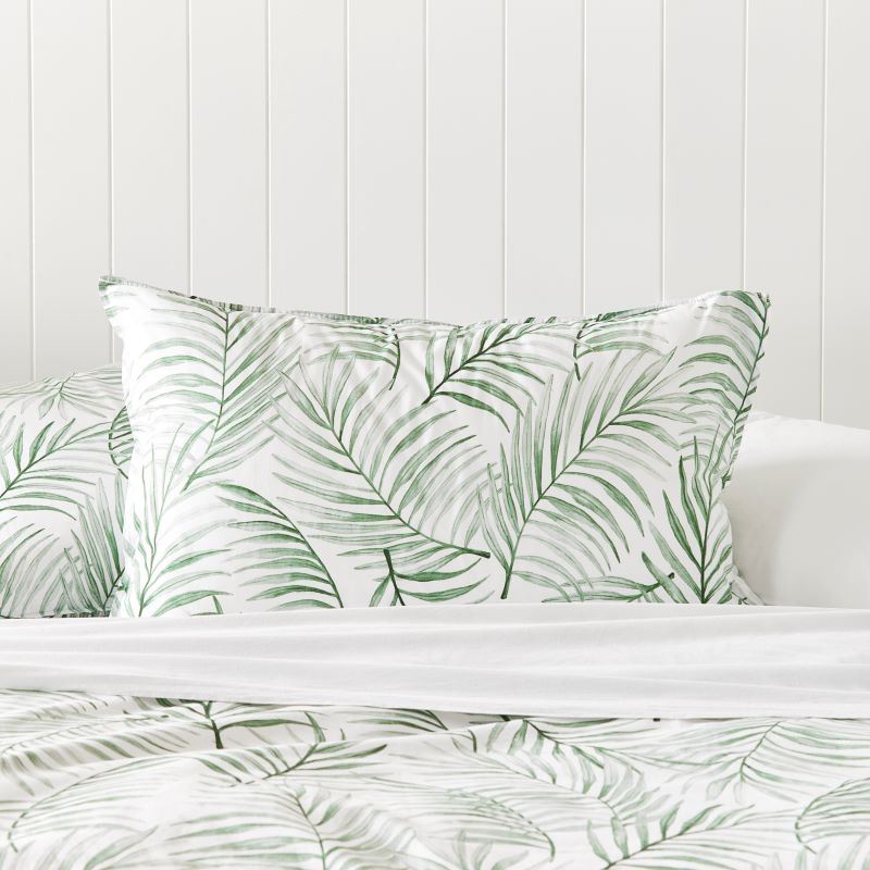 Stonewashed Cotton Green Palm Quilt Cover Separates