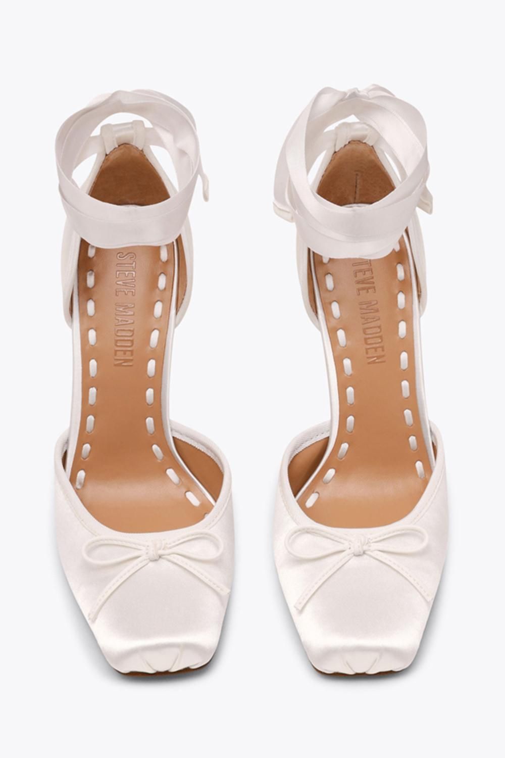 STEVE MADDEN Larina White Satin' Fabric Heels