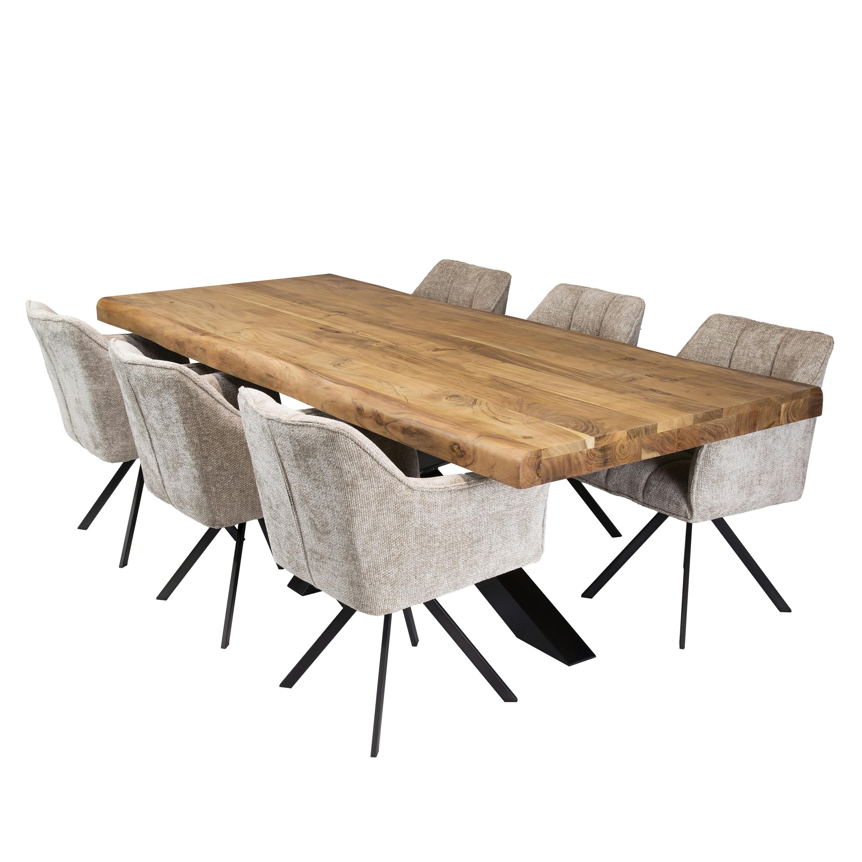 Table salle à manger bois massif pied mikado 200 cm MELBOURNE