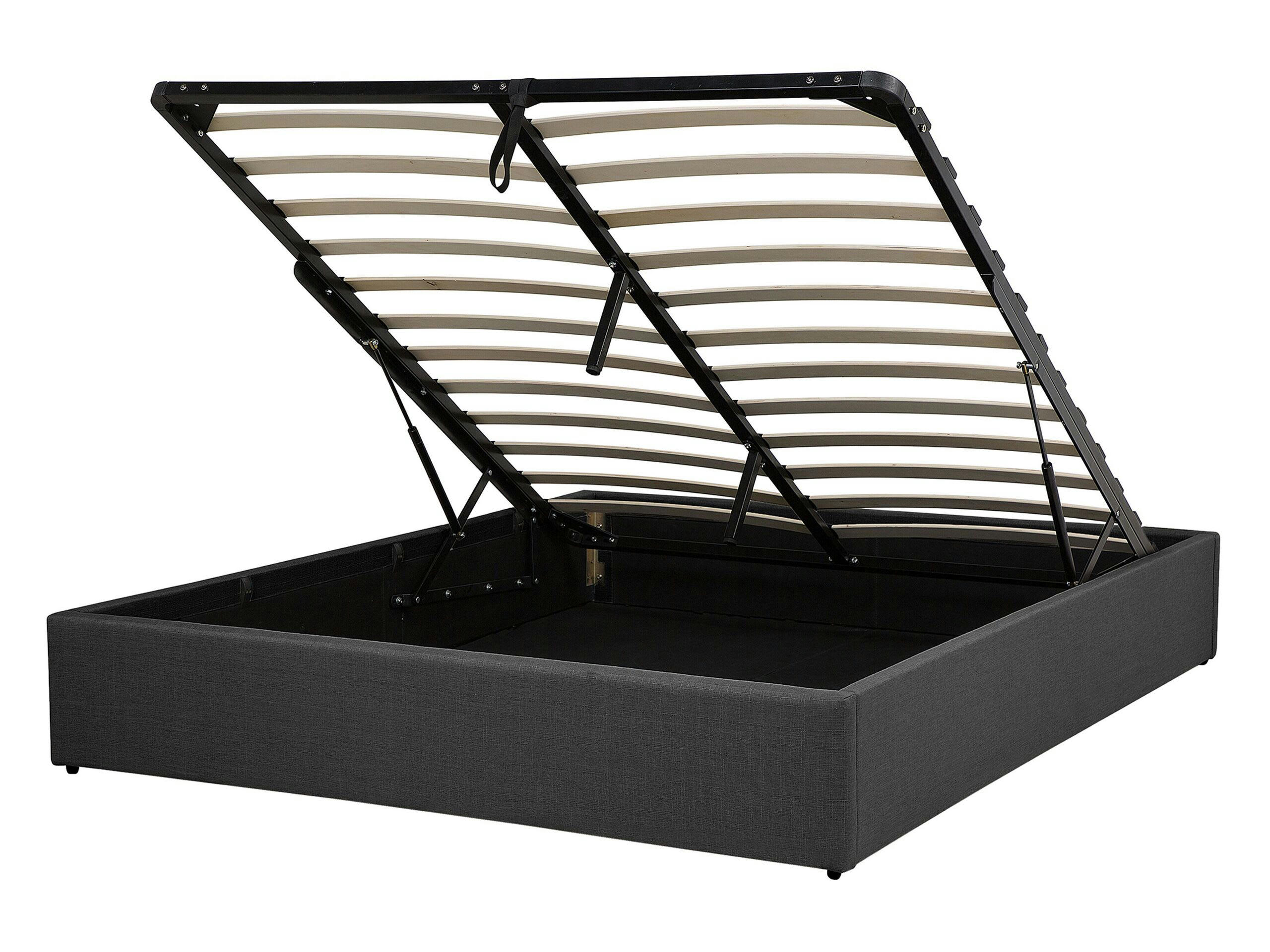 DINAN - Lit double en tissu gris 140x200