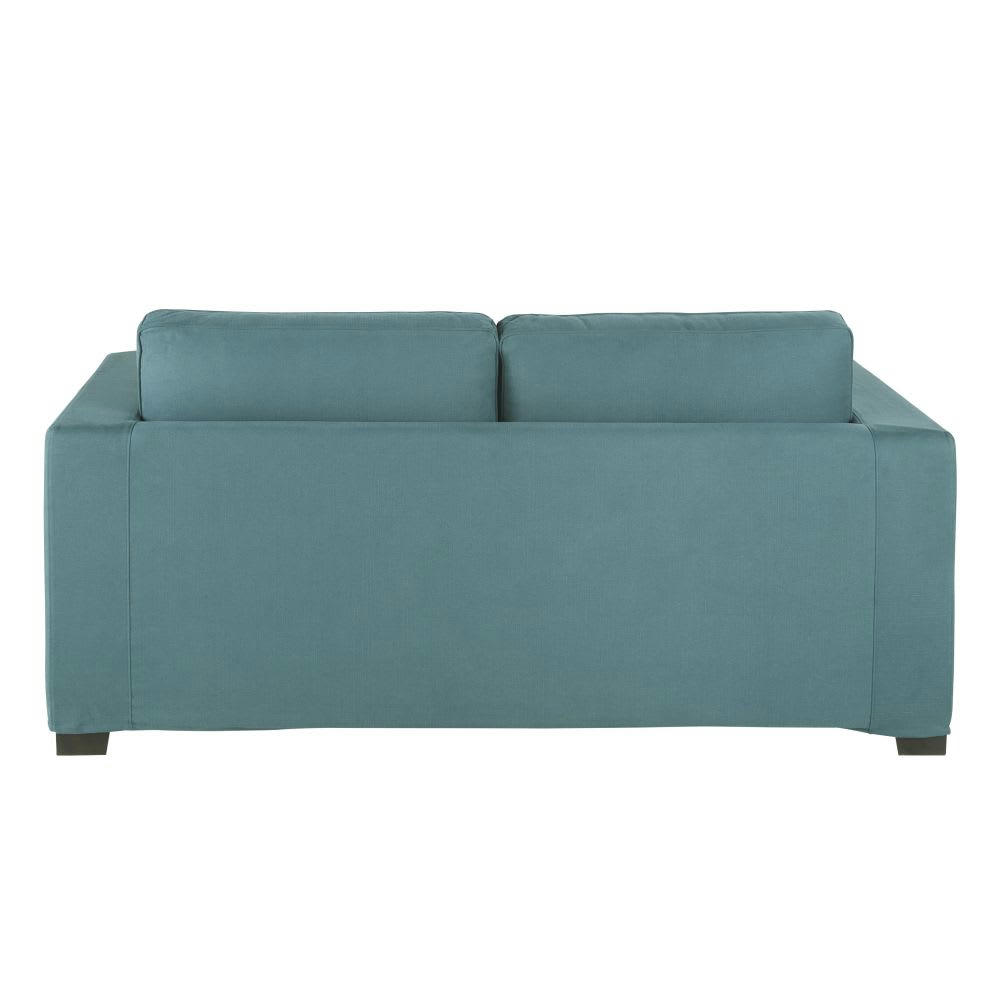 Milano - Canapé 2/3 places en coton et lin bleu canard