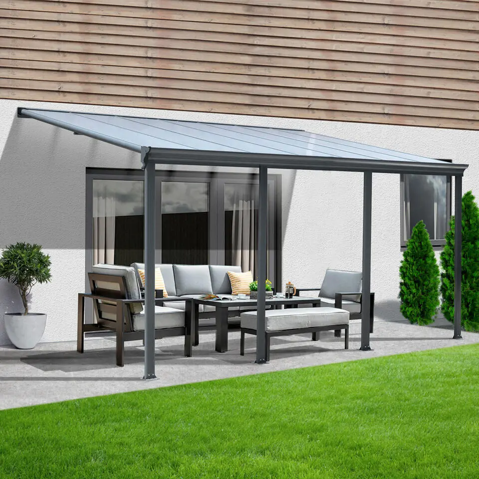 HOME DELUXE Terrasoverkapping SOLIS Grijs 618 / 625 x 303 / 300 x 278 / 226 cm