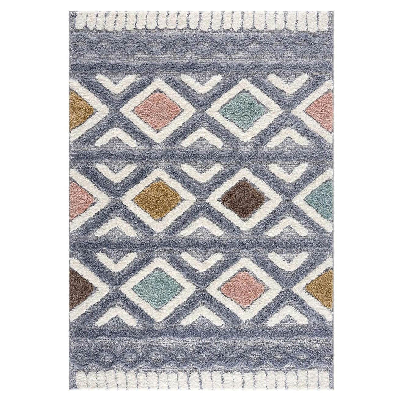 BÖHMEN - Tapis à poils longs et relief multicolore 160x230cm
