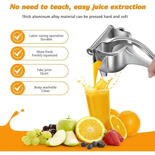 NNEOBA Heavy Duty Manual Citrus Juicer Premium Metal Alloy Fruit Squeezer Silver