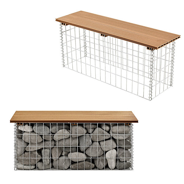 Banc de jardin gabion 100 x marron Helloshop26