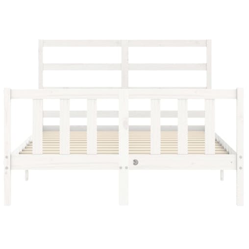 NNEVL Bed Frame with Headboard White 137x187 cm Double Solid Wood