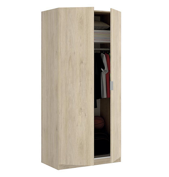 Armoire placard meuble de rangement coloris naturel - Longueur 81 x Hauteur 184 x Profondeur 52 cm