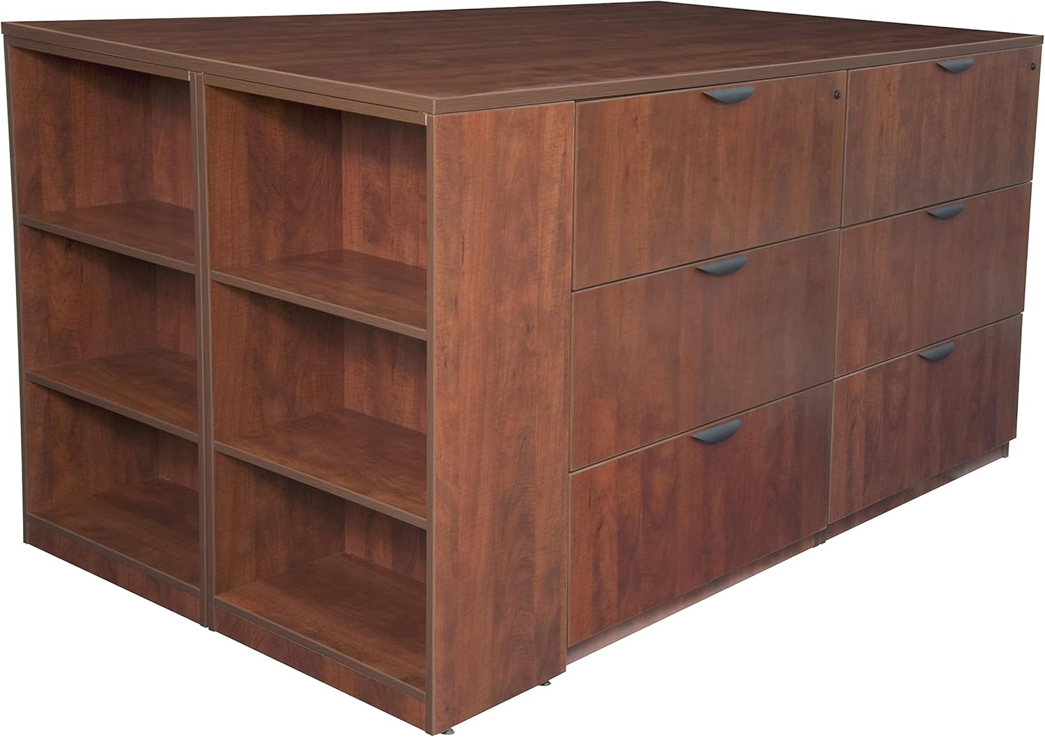 Regency Legacy Stand Up 2 Lateral File/Storage Cabinet/Desk Quad with Bookcase End- Cherry