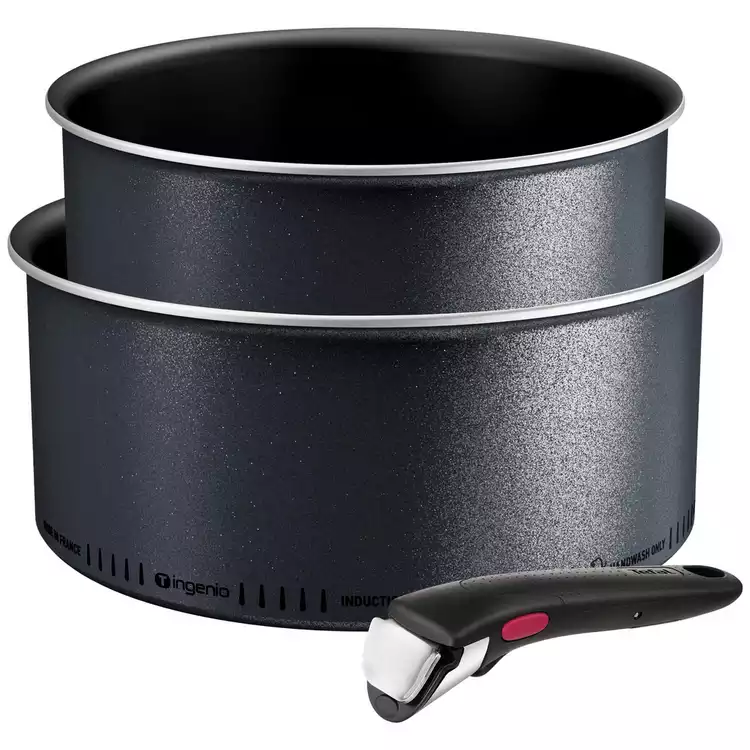 Tefal So Light 3 Piece Aluminium Saucepan Set- Black