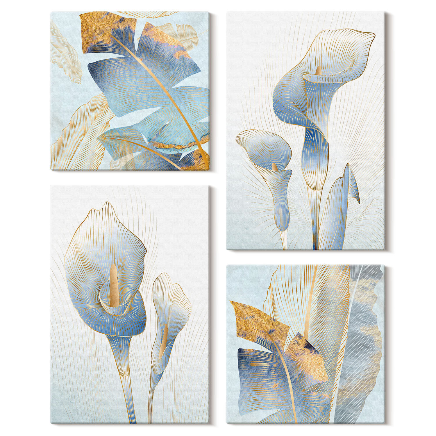 Obraz canvas 4 częściowy Błękitne kwiaty |40x40, 40x60| Wallfluent