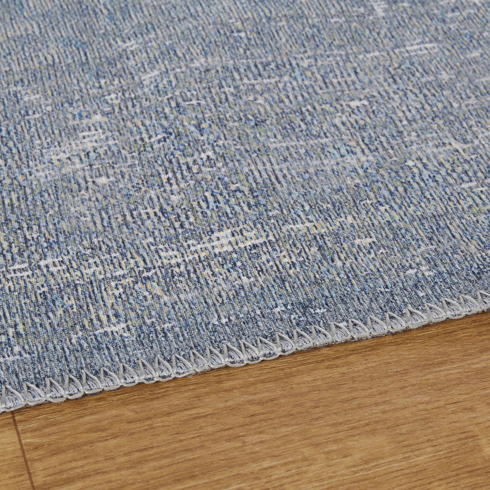 ANTARA - Tapis vintage tissé et imprimé bleu effet vieilli 190x290