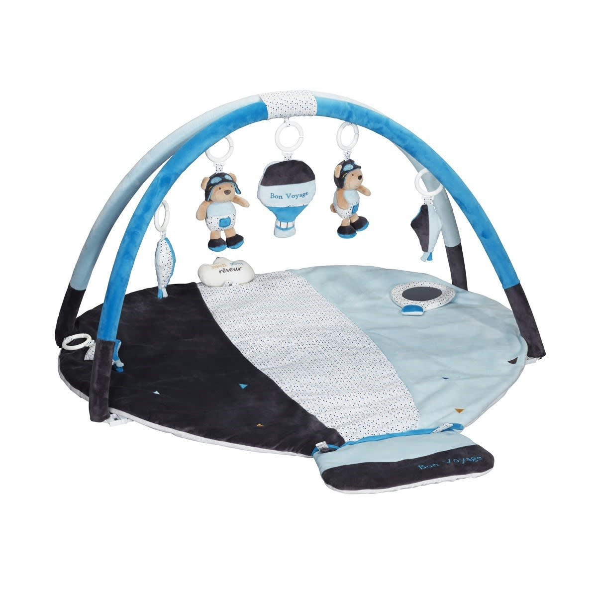 LAZARE - Tapis d'éveil 75cm en velours Bleu