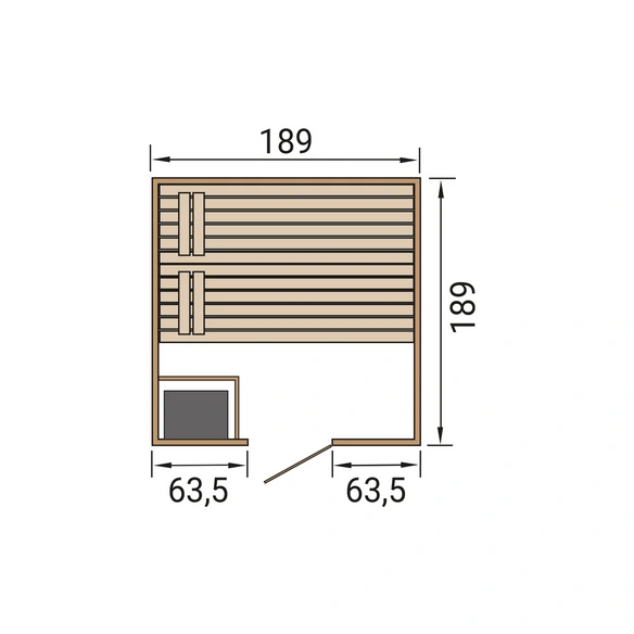 Massivholzsauna »VALIDA 3«, 4 Personen, inkl. 7,5 kW Ofen mit externer Steuerung