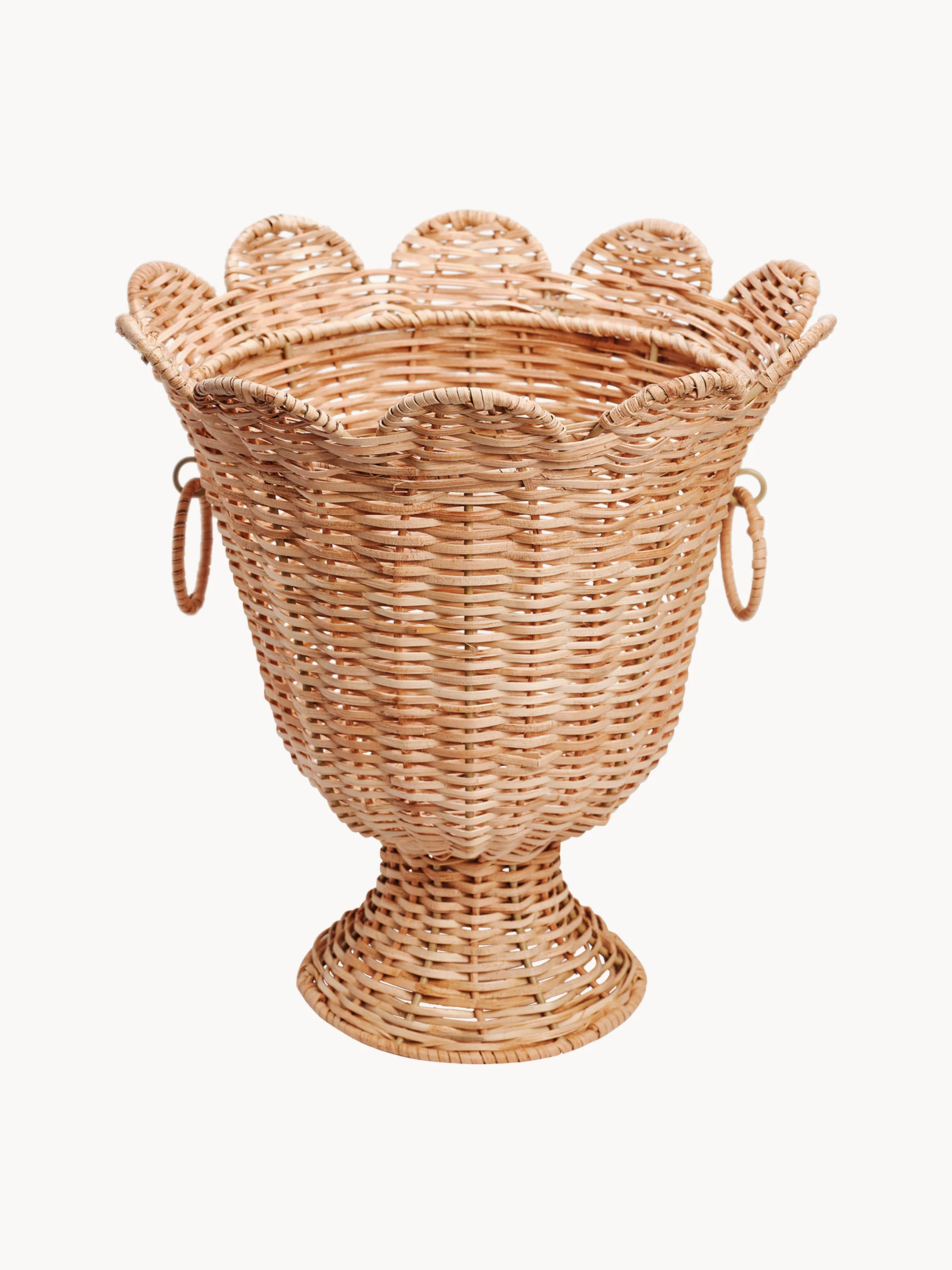 Handgefertigte Deko-Vase Scallop aus Rattan, H 31 cm